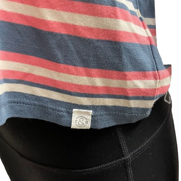 TREASURE & BOND GIRLS’ BLUE MIRAGE CORAL STRIPE long sleeve top sz XL 14/16 - Picture 5 of 12